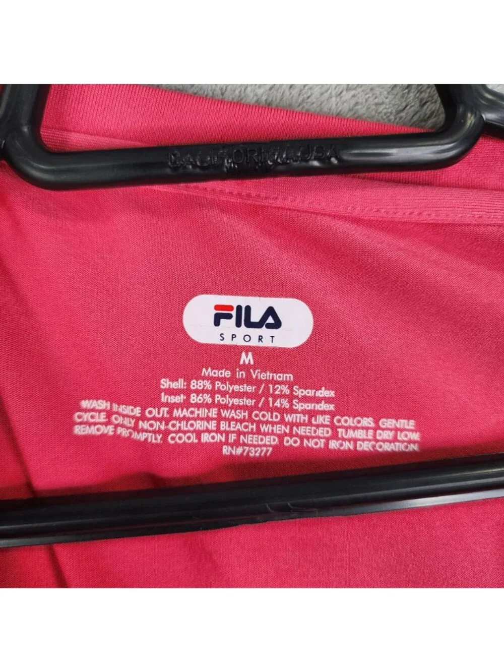 Womens Fila Sport Performance Pink & Black T Shirt V-Neck Short Sleeve Size M